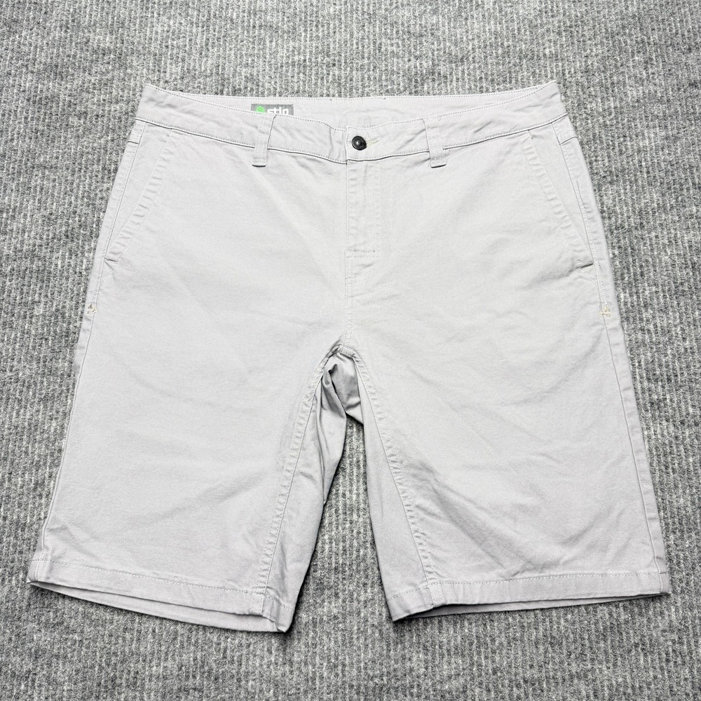 Stio Shorts Mens 35 Gray Chino 9" Inseam Organic Cotton Stretch Casual Summer